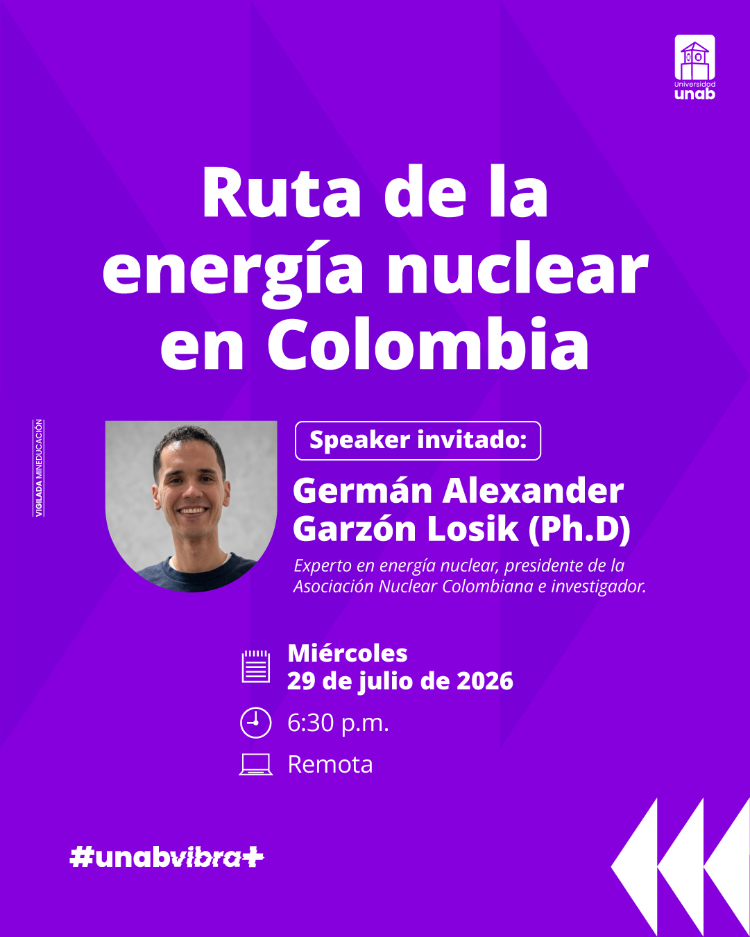 La Asociación Nuclear Colombiana y la UNAB invitan a la conferencia: "Ruta de la energía nuclear en Colombia"